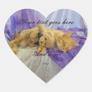 Napping Kitten Heart Stickers