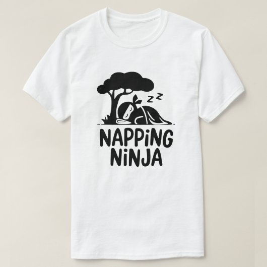 Napping Ninja - Schattigee slaperige Ninja Art Fun T-shirt (Design voorkant)