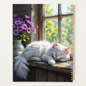 Napping White Cat and Purple Flowers Personalized (Dos)