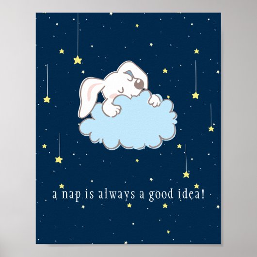 Naptime - Joli lapin sur une affiche en nuage (Devant)