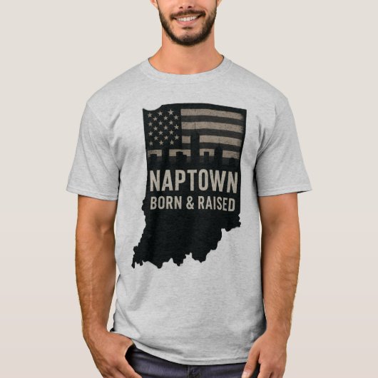 Naptown Indiana Geboren en getogen T-shirt (Voorkant)