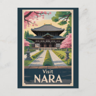 Nara Japan Illustratie Reis Kunst Vintage Briefkaart