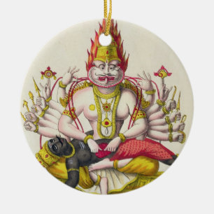 Narasimha, gegraveerd door de Marlet (kleur litho) Keramisch Ornament