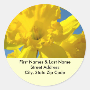 Narcis adreslabelstickers met aangepaste namen ronde sticker