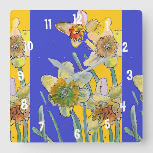 Narcis Aquarel Gele Vrouwen Kantoor Klok