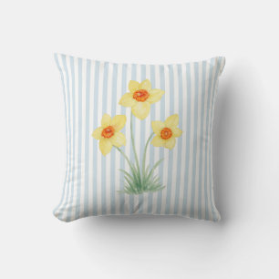 Narcis Bloem Schildering Blauwe Streep Kussen