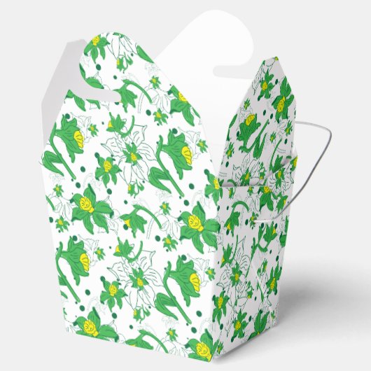 Narcis Geel Botanische Illustratie Patroon Bedankdoosjes (Geopend)