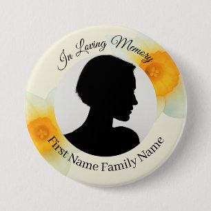 Narcis-herdenkingsknop met foto ronde button 7,6 cm