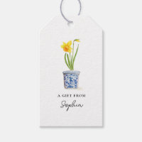 Narcis in blauwe en witte pot 