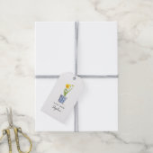 Narcis in blauwe en witte pot cadeaulabel (Met Touw)