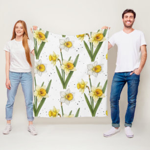 Narcis Lente Bloemstuk in Zachte Geel en Groen 2 Fleece Deken