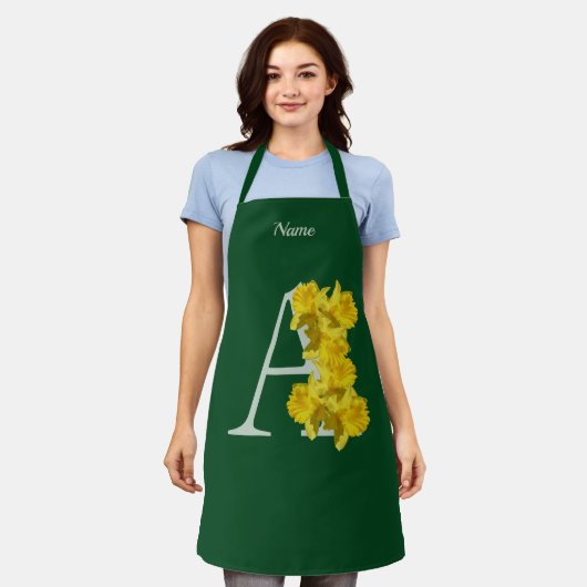Narcis Monogram Eerste Letter A Persoonlijk Schort (Gedragen)