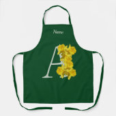 Narcis Monogram Eerste Letter A Persoonlijk Schort (Voorkant)