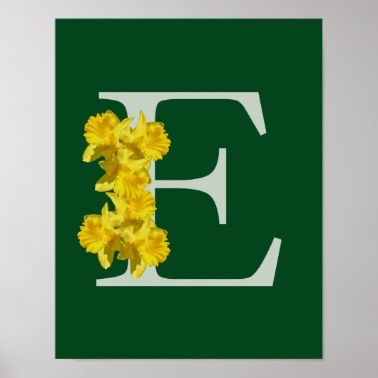 Narcis Monogram Initiaal E Gepersonaliseerd Poster (Voorkant)