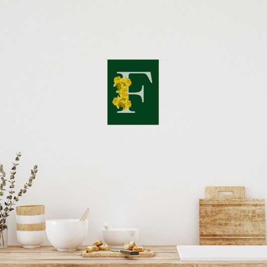 Narcis Monogram Initiaal F Gepersonaliseerd Poster (Keuken)