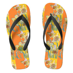 Narcis Oranje Geel Kunst Bloemmotief Teenslippers