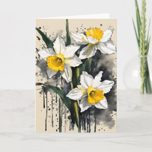Narcis - Watercolor bloemen Kaart