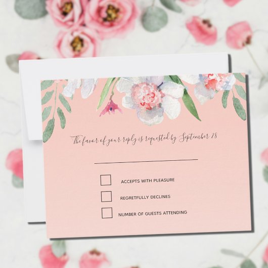 Narcisse blanc sur Apricot Rose RSVP et Menu