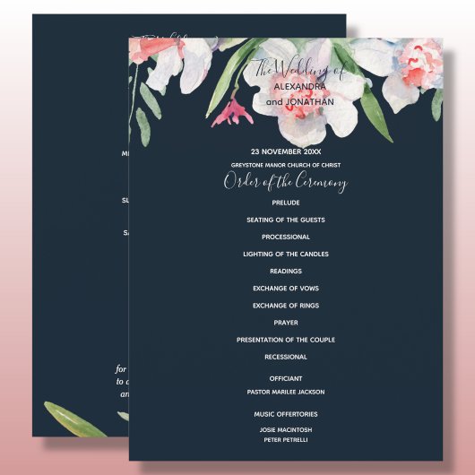 Narcisse blanc sur programme de mariage marine