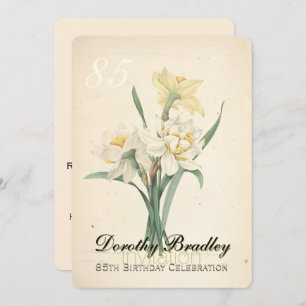 Narcisse botanique 85e anniversaire Invitation