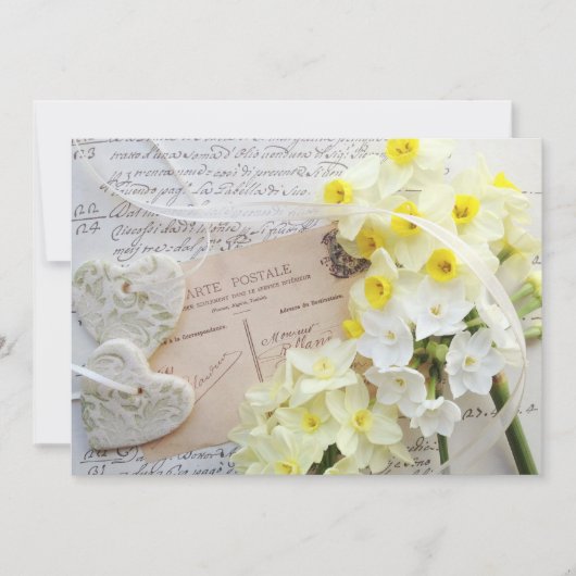 narcisse, coeur avec faire-part de mariage script (Devant)
