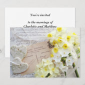 narcisse, coeur avec faire-part de mariage script (Devant / Derrière)