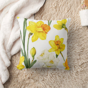 Narcissen Bloemige Watercolor Botanische Patroon Kussen
