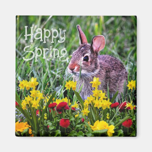 Narcissen en wilde konijnenmagneet magneet (Voorkant)