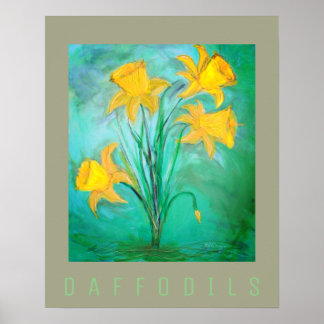 Narcissen in de lente. Acryl- en digitale schilder Poster