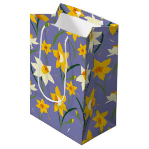 Narcissen op blauw Paarse Medium Cadeauzakje