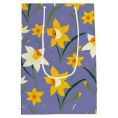 Narcissen op blauw Paarse Medium Cadeauzakje (Achterkant)