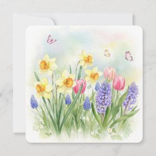 Narcissen, Tulpen, Hyacinten, Vlinders Kaart