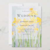 narcissen veld aquarel bruiloft uitnodiging (Voorkant)