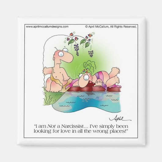 NARCISSIST WOMAN Cartoon Magnet par April McCallum (Devant)