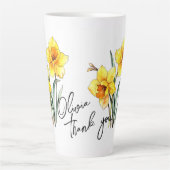 Narcissus "Dank je!" Bewerkbare slogan en naam Latte Mok (Voorkant)