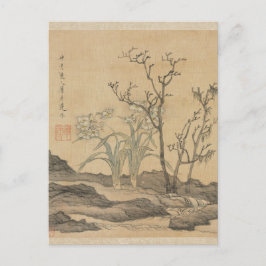 Narcissus en Bare Trees van Chen Hongshou Briefkaart