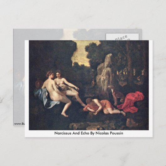 Narcissus en Echo van Nicolas Poussin Briefkaart (Voorkant / Achterkant)