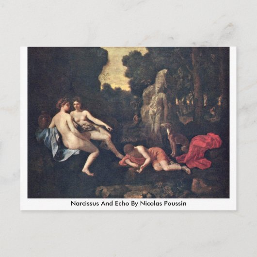 Narcissus en Echo van Nicolas Poussin Briefkaart (Voorkant)