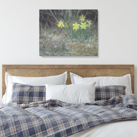 Narcissus Flowers and Violets (van Millet) Canvas Afdruk (Insitu (Slaapkamer))