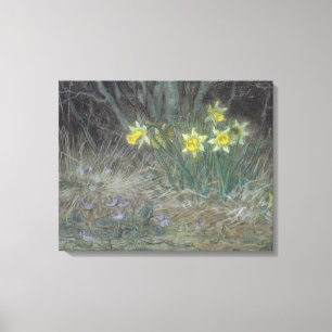 Narcissus Flowers and Violets (van Millet) Canvas Afdruk