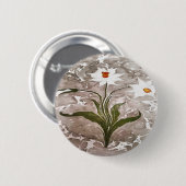 Narcissus on marble ronde button 5,7 cm (Voorkant /achterkant)