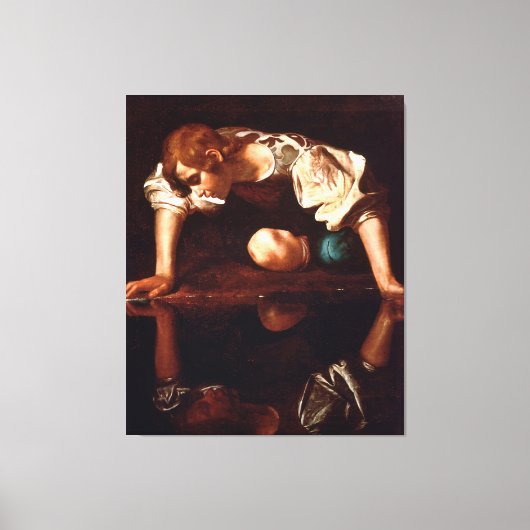 Narcissus van Caravaggio (1599) Canvas Afdruk (Voorkant)