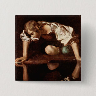 Narcissus van Caravaggio Vierkante Button 5,1 Cm