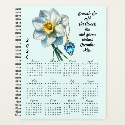 Narcissus & Zircon December Verse – 2026 Full-Year Planner (Voorkant)