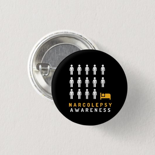 Narcolepsy Awareness Black Yellow Pin Badge Button (Voorkant /achterkant)