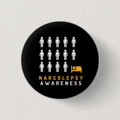 Narcolepsy Awareness Black Yellow Pin Badge Button (Voorkant)