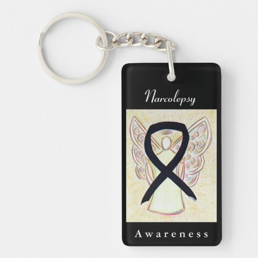 Narcolepsy Awareness Ribbon Angel Sleutelhanger (Voorkant)