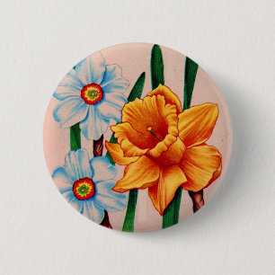 narctische bloemen ronde button 5,7 cm