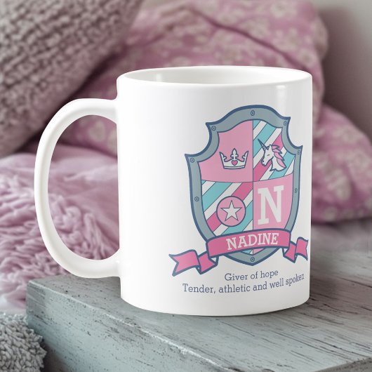 Nardine princess crest pink aqua blue name meaning koffiemok