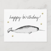 Narhwal Unicorn Illustration Whale Lover Birthday Briefkaart (Voorkant)